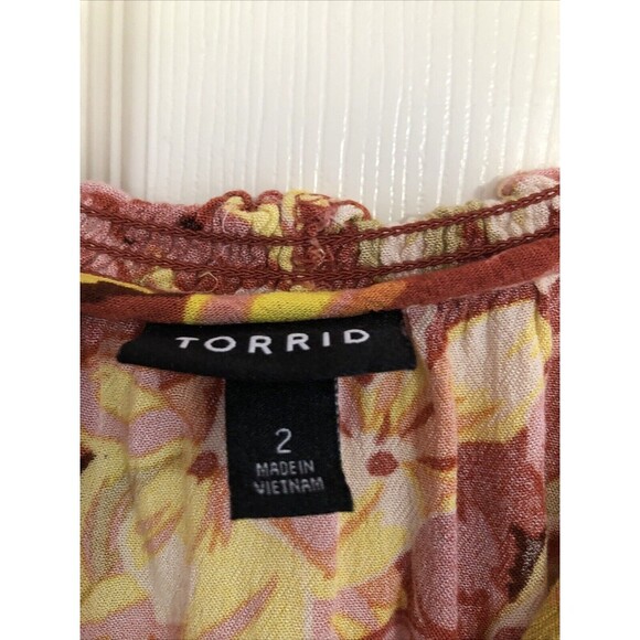 Torrid Rust Floral Gauze Peasant Long Sleeve Blouse Plus Size 2X 18 20 Boho - Picture 5 of 8